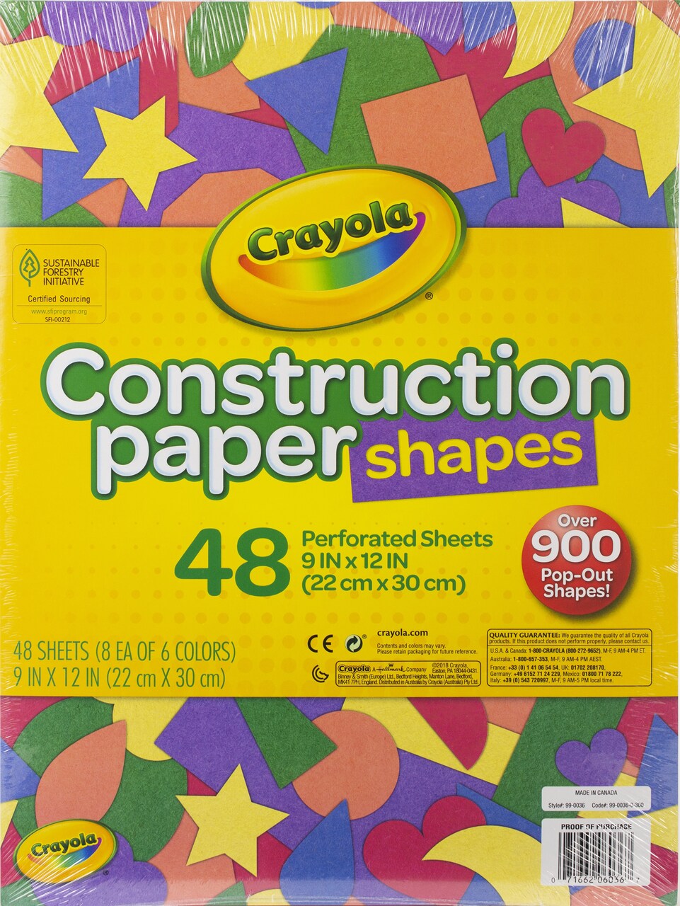 Multipack of 3 - Crayola Construction Paper Shapes 9X12-48 Sheets